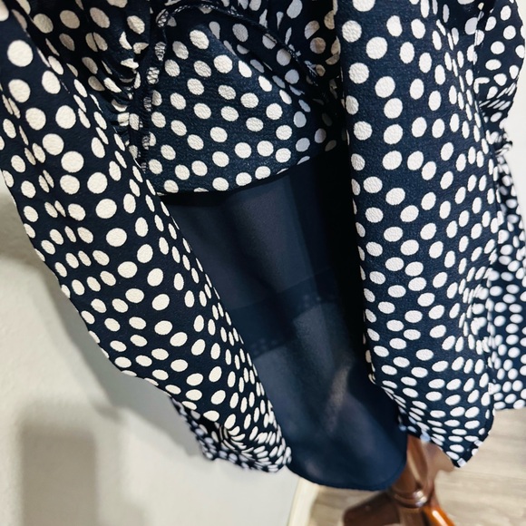 Betsey Johnson Women Navy Blue Polka Dot Sleeveless Turtle Neck Ruffled Dress 4 - Picture 6 of 12